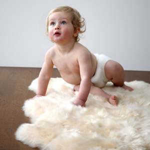 Bedroom: Infant Long Wool Rug Bone 85 x 55cm