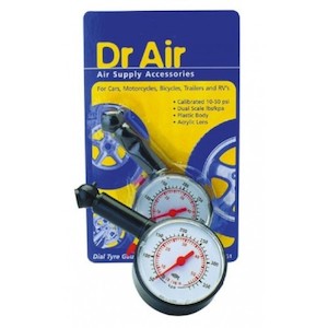 Wheels: Dr Air Dial Tyre Gauge Plastic 50PSI