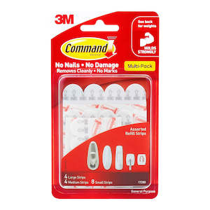 Tapes Adhesives: 3M Command Strips Refill 17200CL Assorted Clear Pk/16