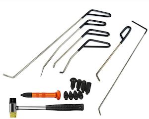Paintless Dent Repair Kit 6 Rods + Hammer + Dent Repair Pen with attachments