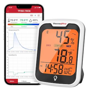Smart Home Thermometer Hygrometer Thermopro TP358 Bluetooth Indoor App Alert