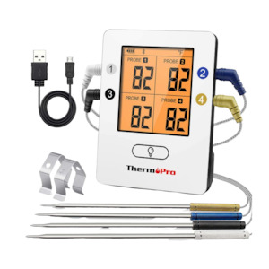 Meat Thermometers: ThermoPro TP25 Wireless Bluetooth Meat Thermometer with 4 Colour Coated Probes