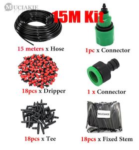 Gardening: 15M DIY Drip Garden Irrigation Watering System Kit