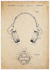 Patent Art: Headphones Patent Vintage