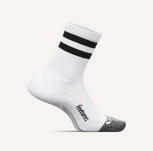 FEETURES ELITE LIGHT CUSHION MINI-CREW - WHITE/HIGH TOP STRIPE