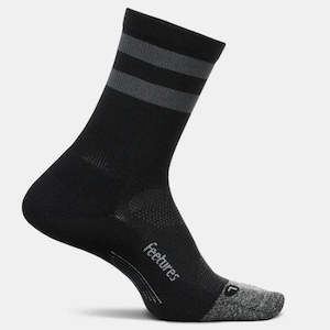FEETURES ELITE LIGHT CUSHION MINI-CREW - DARK GREY/HIGH TOP STRIPE