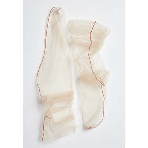 Socks: Superfine Tulle Socks | Tan/Red