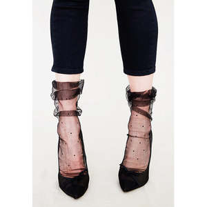Socks: Sparkle Plumetis Superfine Tulle Socks | Black/Jet