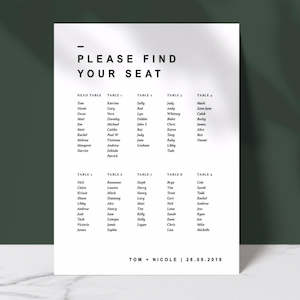 The Ruby Collection: Ruby Seating Plan Sign