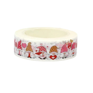 Washi Tape – ‘Happy Heart Day’ Gnomes (10m roll)