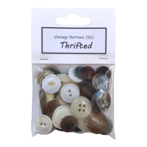 Thrifted Vintage Buttons – ‘Neutrals’ (50 pieces)