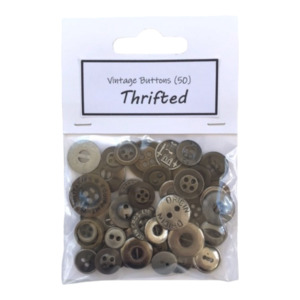 Thrifted Vintage Buttons – ‘Metals’ (50 pieces)