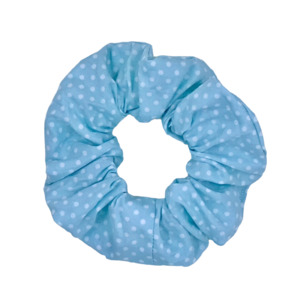 The Hair Edit: Large Scrunchie – ‘Blue Polkadots’