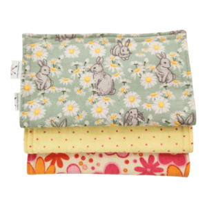 Hello Little One: Flannelette Burp Cloth (set of 3) – ‘Bunny Love’