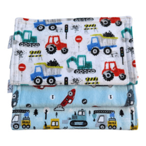 Flannelette Burp Cloth (set of 3) – ‘Transport’