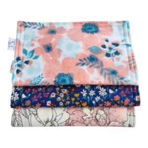 Hello Little One: Flannelette Burp Cloth (set of 3) – ‘Cottage Garden’