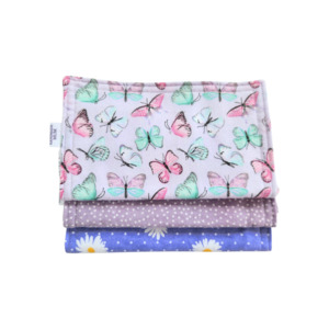 Hello Little One: Flannelette Burp Cloth (set of 3) – ‘Butterflies’