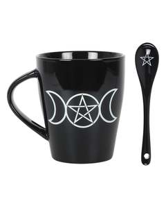 Wicca Pagan: Triple Moon Mug and Spoon Set