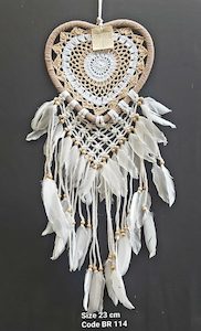 Dreamcatcher White Crochet Heart