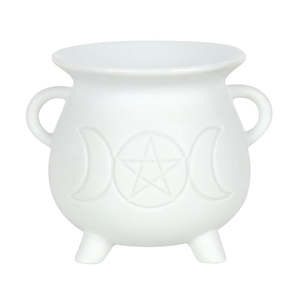 Oil Burners: White Triple Moon Cauldron Oil Burner NEW!