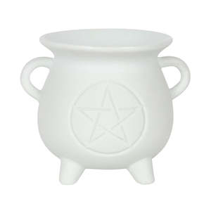 Oil Burners: White Pentagram Cauldron Oil Burner NEW!