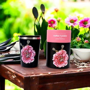 Travel Mugs: NZ Double Walled S/S Tumbler - Fantail and Camelia