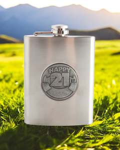 Adults: 21st Engravable Metal Flask