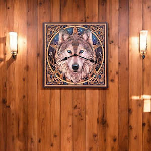 Celtic Wolf Head  Clock