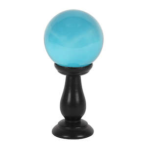Crystal Balls: Teal Small Crystal Ball on Wooden Stand