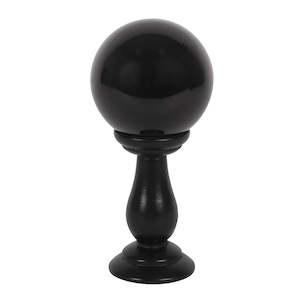 Black Small Crystal Ball on Wooden Stand