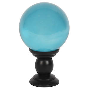 Crystal Balls: Teal Large Crystal Ball on Wooden Stand