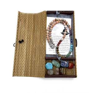Crystal Jewellery: Red Veined White Onyx Chakra Necklace with Tumbled Stones