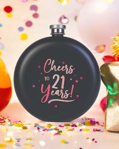 Adults: Happy 21st Birthday Round Flask