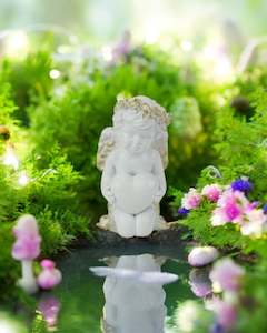 7cm White & Gold Cherub w/Hrt