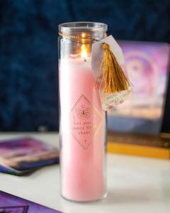 Candles Accessories: Mystic Rose Tube Candle with Rose Quartz Crystals NEW!