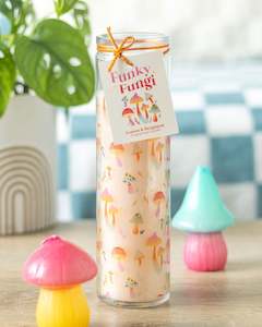 Candles Accessories: Funky Fungi Mushroom Print Tube Candle NEW!