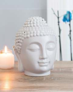 Large Grey Buddha Head Oil Burner NEW