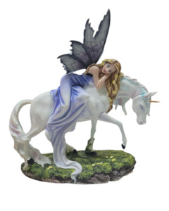 Large Resting Fairy on Standing Unicorn - LAST ONE