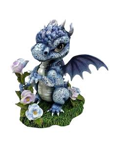 Ice Blue Dragon with Flowers