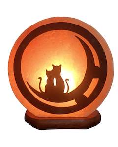 Salt Lamps Accessories: Cats & Moon Salt Lamp- with 12V cable and bulb