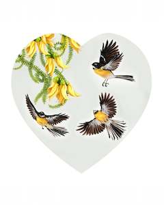 Sophie Blokker: Fantails in flight Ceramic Heart- Sophie Blokker