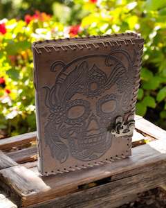 Books: Brown Skull Leather Journal 15cm x 20cm