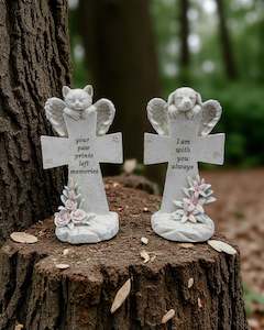 Animals: Cat & Dog On Memorial Cross
