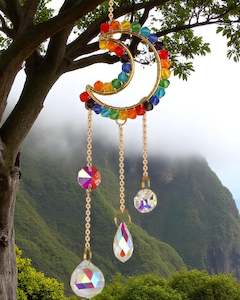 Windchimes Mobiles Hanging Ornaments: Rainbow Moon Crystal Sun Catcher NEW!