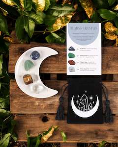Crystals: Success Healing Crystal Set with Moon Trinket Dish NEW