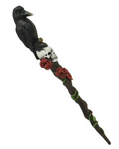 Raven on Skull Magick Wand