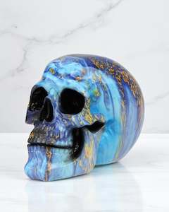 Blue & Gold Marble Skull