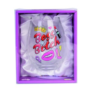 Sale: Stemless Wine Glass Boss Bitch