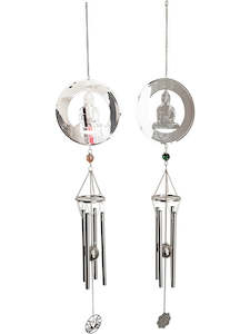 Wind Chimes: Silver Meditating Buddha wind chime