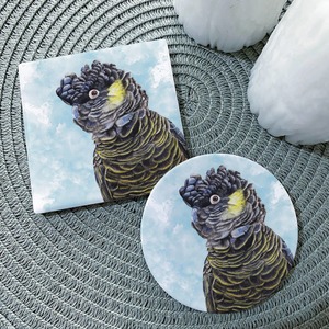 Placemats Coasters: Black Cockatoo Ceramic Coaster